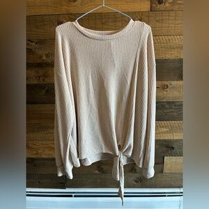 Gilli Cream Ribbed Knit Top